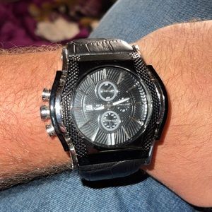 Diesel Leather band with black and silver accents